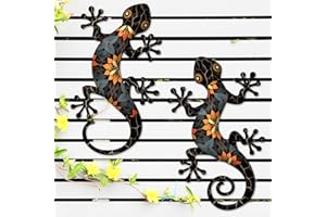 Liosecgar Metal Gecko Wall Decorations Outdoor 30cm Gecko Wall Hanging Sculpture for Garden Yard Fence Balcony Porch Home Wall Decor Black Metal Wall Art