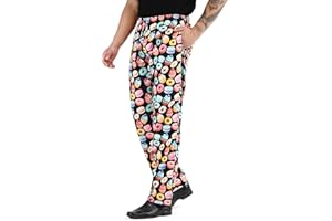 Uniformates Pantaloni da Cuoco Unisex Stampati in Cotone 100% da Uomo e da Donna con Cordino per Servizi di ristorazione, panettieri e Professionisti culinari