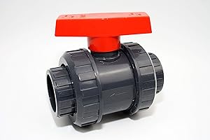 Robinet à boisseau sphérique professionnel 50 mm avec 2 manchons adhésifs 1 1/2" en PVC – U 10 bar DIN 8063