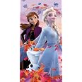 Telo Mare E Da Bagno Frozen 75x150 Cm In 100% Cotone Velour Con Anna, Elsa E Kristoff - Asciugamano Disney Ufficiale