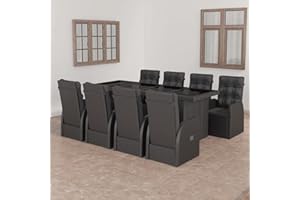 Yolola gartenmöbel Set 9-TLG,gartenmöbel Set Rattan,Lounge gartenmöbel Set,terrassenmöbel,Gartenmöbel Essgruppe,Gartentisch Sitzgarnitur-Tisch 8 Sessel