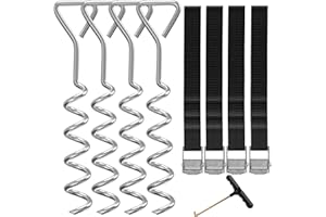 synoratory Heavy Duty Trampoline Stakes Anchors High Wind,Galvanized Steel Trampoline Anchors Kit for 15ft,14ft,12ft,10ftTrampoline,15.8inch Ground Anchors Trampoline Accessories