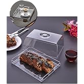 Şık Kristal Kek Fanusu Tutma Saplı 28 cm x 18 cm | İkramlık Sunumluk (Dikd&ouml;rtgen)