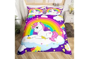 HOMEMISSING Set di biancheria da letto per bambine con grazioso unicorno e galassia, con fantasia di stelle e fantasia con unicorno, per bambini e bambine, motivo: cavallo da sogno, leggero, per letto