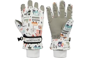 QKURT Guantes de Esquí para Niños, Guantes de Esquí Térmicos de Invierno para Niños, Manoplas a Prueba de Viento para Nieve, Guantes de Trineo para Patinaje en Clima frío para Niños y Niñas