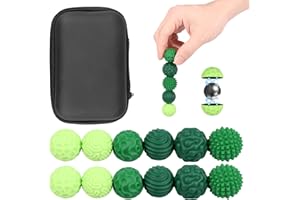 GHSHANOG 12Pcs Magnetic Balls with Silicone Shell,6 Different Textures Design Anti-static Stress Relief Toy for 14+ Kids and Adults,22mm Concentration Tool for Office Home School (12Pcs-Green)