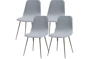 Lydevo Coprisedia Elasticizzati con Schienale 4 Pezzi,Coprisedia con Schienale Rotondo per Sala da Pranzo Jacquard Lavabile Universale,Fodere per Sedia da Soggiorno Cucina per Casa,Grigio Fumo