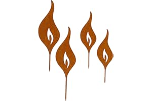 ‎STORM'S GARTENZAUBEREIEN Storm's Gartenzaubereien Rost Flammen 18 + 23cm 4er Set Deko zum Stecken in Rostoptik Weihnachtsdeko