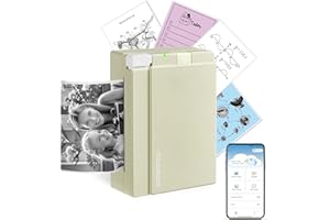 ORGBRO Sticker Printer, X3 Mini Bluetooth Thermal Portable Sticker Maker Supports 2-3 Inch Width, with 1 Roll Thermal Paper, Suitable for Study Notes, Photos, 300DPI Compatible with Phone, Olive Green