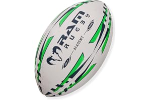Ram Rugby Academy Trainer Rugby Ball (Size 4 & 3) 3 ply, Club Quality Rugby Training Ball - 3-D Grip for ultimate Passing & Catching Control – Suitable for Youth, Kids & Children