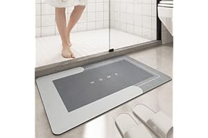 Bingobang Absorbent Bath Mat Non Slip Anti Mould 60 x 40 cm, Diatom Mud Bathroom Shower Floor Mat, Quick-Dry 4 Layer Thickened Rug for Bedroom, Kitchen, Toilet, Door
