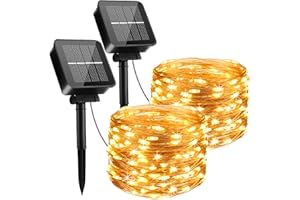 ‎SUWITU SUWITU Solar Lichterkette Aussen, 2x12M 120 LED Lichterkette Außen Solar mit 8 Modi und Timer, Wetterfest Kupferdraht Solarlichterkette für Garten, Balkon, Bäume, Terrasse, Hochzeit, Party
