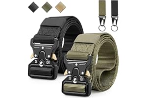 Boneke Cintura Tattica, Cintura lavoro uomo con Fibbia a sgancio rapido in metallo, Cintura Tessuto Nylon in Heavy adatto per sport all'aperto e salvataggio militare, Cinta Nera