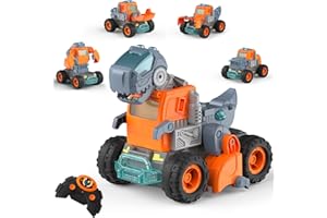 GizmoVine Robot Dinosaur, Remote Control Truck, 17pcs 1 in 5 DIY Transforming Dino Car, Dinosaur Toys for Boys Age 2 3 4 5 6 7 8
