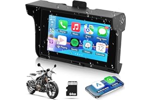 NHOPEEW Navigateur GPS pour Moto à écran Tactile HD de 5 Pouces avec CarPlay et Android Auto sans Fil, Bluetooth pour appels et intercom de Casque/Miroir de Connexion/Haut-Parleur intégré/Port SD et USB