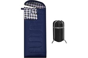 REDCAMP Sac de Couchage en Coton XL Chaud pour Adulte - en Flanelle Confortable - Compact - 3 à 4 Saisons - Temps Froid - Hiver - pour la pêche au Camping - Bleu