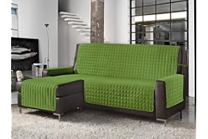 BANZAII TEXTILE INNOVATOR ONLINE Banzaii Copridivano con Penisola Trapuntato Tinta Unita Antimacchia Imbottito 3 Posti Verde con Penisola Destra