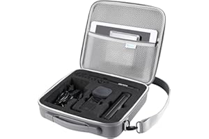 SKYREAT Insta360 One RS 1 Inch Travel Protective PU Leather Case with Shoulder Strap Portable for Insta360 One RS 1 Inch Action Camera Accessories, gray, Large capability