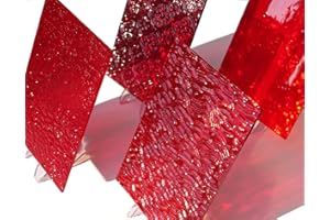 CHICSHIS 4 Sheet Vibrant Stained Glass Sheets for DIY Crafts, 4x6 inch Colored Textured Cathedral Glass for Mosaic Tile Art Crafts,Red