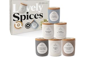 ‎POTLUCK GEWÜRZFREUNDE Potluck Herb Buddy Set of 6 Spice Mixes in Ceramic Pot Vegan, Gluten-Free and with Natural Ingredients