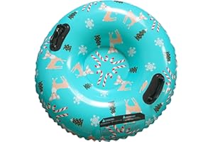 CutitiUU Inflatable Snow Tube,90cm Christmas Reindeer Snow Tube,35 Inch Kids Inflatable Sledding Snow Tube,Winter Sports Fun,Anti-Tip-Over Design, Thickened With Handles, PVC Material