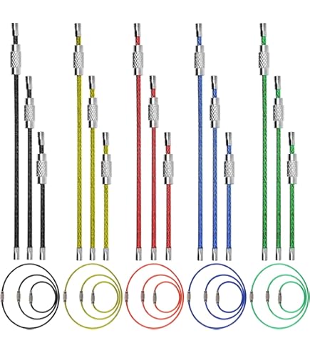 50 Portachiavi Estensibili In Acciaio Inox Con Chiusura A Vite - 1,5x150 Mm - Anelli Per Chiavi, Etichette E Attrezzatura Outdoor