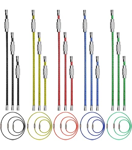 50 Portachiavi Estensibili In Acciaio Inox Con Chiusura A Vite - 1,5x150 Mm - Anelli Per Chiavi, Etichette E Attrezzatura Outdoor