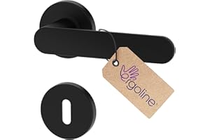 ERGO line PRIMA Schwarz Türbeschlag Türgriff für Zimmertüren, Rund-Rosette, Drückergarnitur, Türbeschlag, Schwarz Türklinke, Türdrücker