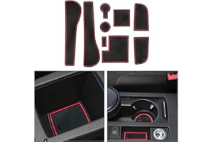 CDEFG Golf 7 7.5 R GTD GTI GTE Auto Gummimatten Innere Türschlitz rutschfest Anti-Staub Becherhalter Getränkehalter Gummi Matten Armlehne Aufbewahrung Pads Innenraum Zubehör (Rot)