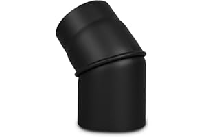 LANZZAS Codo de tubo de estufa ajustable de 0 a 45 °, en diámetro, DN Ø 150 mm, color: negro metálico. Otros tubos de nuestra gama se pueden encontrar aquí.