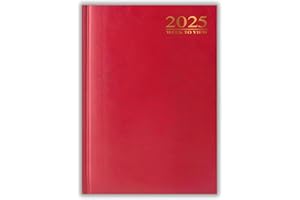 2025 A4 / A5 / A6 Diary Day to Page or Week to View Desk Diary Hard Back (Red, A6 Week to View)
