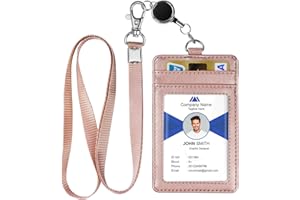 OFFCUP Porta Badge in Pelle PU, Retrattile e Portachiavi, Cordino da Collo in Nylon Per Ufficio, Scuola, Bancario