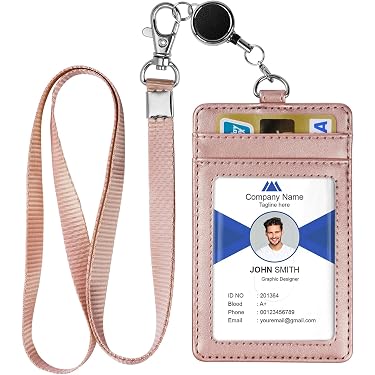 CWED Cordino Porta Badge da Collo in con Porta Carta e Portachiavi