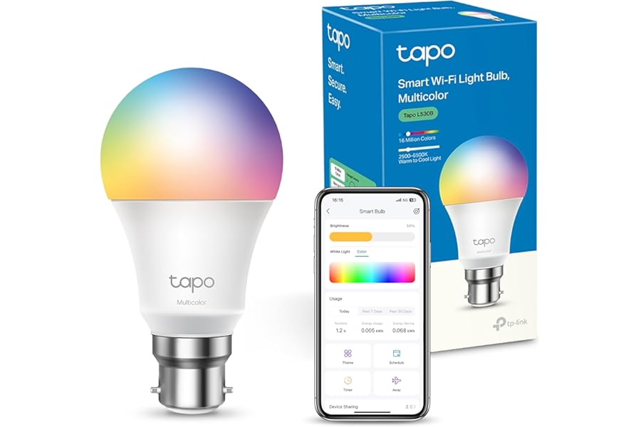Tapo L530B Smart Bulb, B22 Multicolor Alex Light Bulb, 8.7W (60W), Dimmable, Schedule & Timer, Away Mode, Energy Saving, Voice Control Alexa & Google, App Remote Control