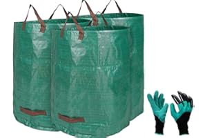 AMALAN EU 3 x 272L Sac de Jardin Sac de Déchets de Jardin en PP Solide - Autoportante et Pliable - Sacs Poubelle pour Les Déchets de Jardin Feuillage de Pelouse Vert Coupe -Réutilisable