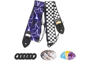 AUPHY CANTUS 2 tracolle per chitarra, incluse 6 fibbie per cinturini, 1 set di salvadita, 3 plettri, una tracolla per chitarra acustica e una per chitarra elettrica (GS-B)