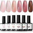 Modelones Gel Nail Polish 6 Colors Nude Brown Gel Polish Jelly Gel Nail Polish Set Soak Off Pink Nail Gel Nail Art DIY Manicure Salon and Home for Women