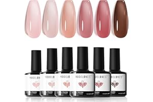 Modelones Vernis Semi Permanent,Vernis Gel UV Semi Permanent Rose Nude Brun Rouge 6 Couleur Vernis à Ongles Soak Off Gel Polish French Manucure
