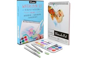 Kassa Watercolour Set - Includes Water Brush Pens (3 Assorted Sizes), Painting Pad (30 Sheets) & Paint Pan (21 Watercolors) - Watercolouring Art Supplies Kit for Beginners & Artists