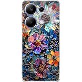 PrintiFy Redmi Note 13 ile Uyumlu Vitray M&uuml;cevher Flora Tasarımlı Şeffaf Silikon Kılıf