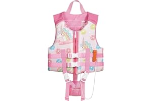 MoKo Giubbotto da Nuoto da Bambini, Vesta in Nylon con Chiusura Cerniera, Fibbie, Fischietto Sopravvivenza, Carico 13/21kg, Vesta da Nuoto per Bambini