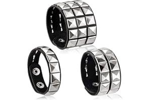 Hicarer 3 pezzi di braccialetto punk in pelle per uomini donne anni '80 gotico rock braccialetto braccialetto unisex accessori per feste