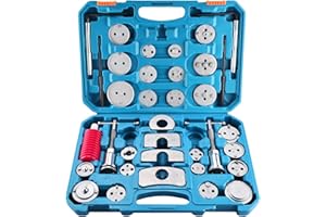 FreeTec Kit di Attrezzi per Pinza Freno a Disco 35 Pezzi, Strumento Robusto per la Compressione e la Rotazione dei Pistoni della Pinza Freno per la Sostituzione delle pastiglie Freno