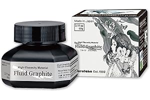 Kuretake Zig Fluid Graphite Paint Ink 60ml Metallic Black, for dip Pen, Brush, Drawing, Calligraphy, Illustration, Lettering, for Professional, Artists, Manga, Made in Japan