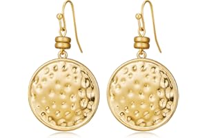 LILIE&WHITE Boucles d'oreilles pendantes bicolores pour femme avec longue barre martelée