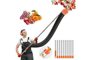 GuKKK Recogedor de Manzanas, Recogedor de Frutas, 3.78 m Recogedor de Frutas, Recogedor de Cerezas con Barra de Conexión Ligera de Acero Inoxidable y Bolsa de Algodónp, Ara Cosechar Cerezas y Ciruelas