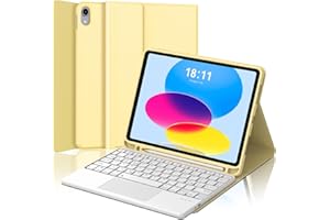 FOGARI Teclado para iPad A16 11/10 Generación 11"/10.9" con Touchpad, Funda para iPad 10.ª/11.ª Generación 2022/2025 con Español Ñ Teclado Bluetooth con Trackpad, Amarilla