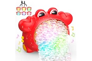 WINSTICO Ligth Up Baby Bath Toy, Rechargeable Bubble Machine with 12 Songs, Automatic Crab Bubble Maker with LED Lights, Shower Bathtub Toys for 1 2 Year Old, Birthday Gifts Presents for Boy Girl Kid Toddler