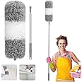 Sulfar Feather Duster, Microfiber Duster, Improved Long Pole Duster (30 to100 inches), Microfiber Bendable Head & Scratch-Resistant Hat for Clean Ceiling Fan, High Ceiling, Blinds & Car