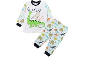 SAMGU Pigiama da 2 Pezzi di Dinosauro per Bambino Maniche Lunghe per Ragazzi Cotone Due Pezzi Impostato 1-5 Anni